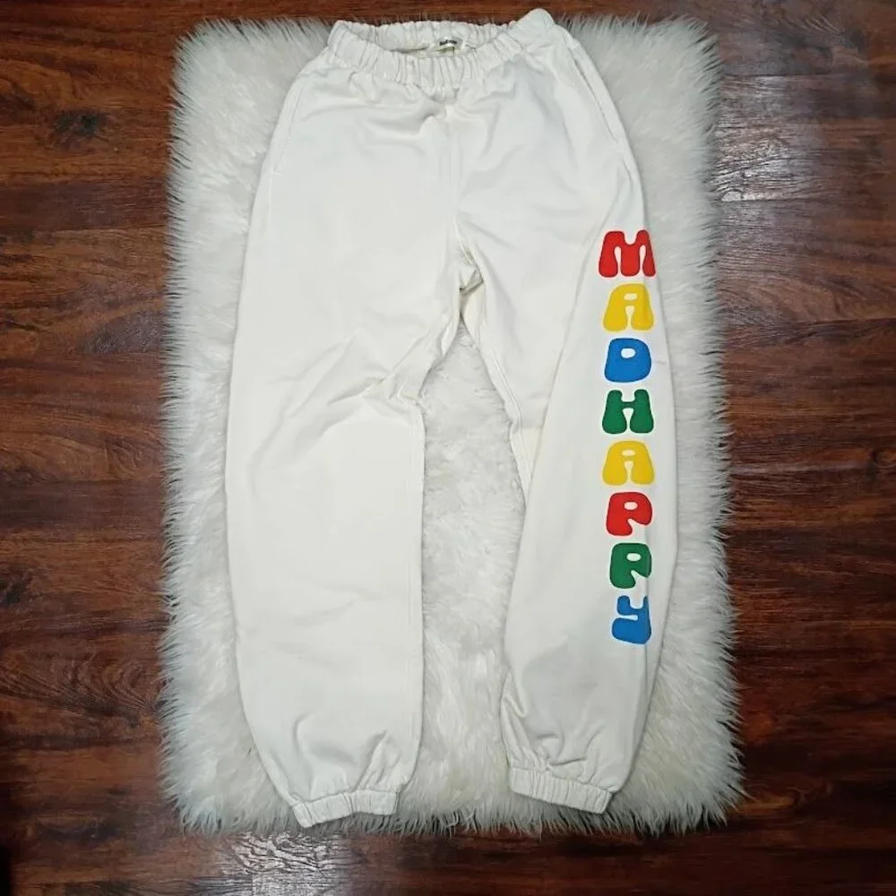 Madhappy Off White Sweatpants XS With Colorful Logo Elastic Waistband - Picture 2 of 10